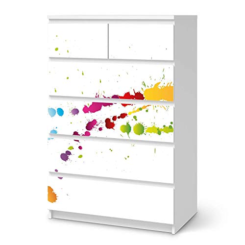 Möbelfolie selbstklebend passend für IKEA Malm Kommode 6 Schubladen (hoch) I Möbeldeko - Möbel-Aufkleber Folie Tattoo I Wohndeko für Esszimmer und Wohnzimmer - Design: Splash 2 von creatisto
