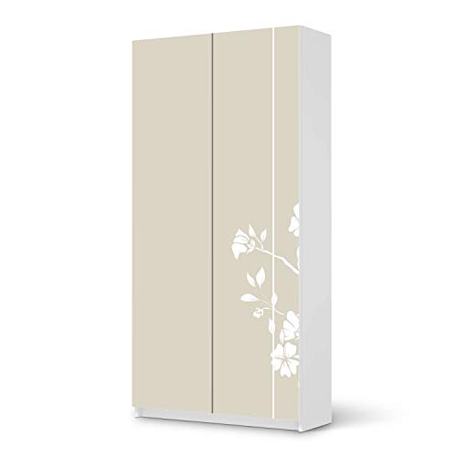 Möbelfolie selbstklebend passend für IKEA Pax Schrank 201 cm Höhe - 2 Türen I Möbelaufkleber - Möbel-Sticker Aufkleber Folie I Schlafzimmer und Wohnzimmer Dekorieren - Design: Florals Plain 3 von creatisto