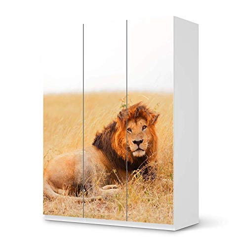 Möbelfolie selbstklebend passend für IKEA Pax Schrank 201 cm Höhe - 3 Türen I Möbelaufkleber - Möbel-Sticker Aufkleber Folie I Deko Wohnung für Schlafzimmer und Wohnzimmer - Design: Lion King von creatisto