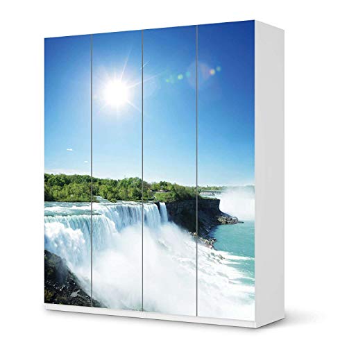 Möbelfolie selbstklebend passend für IKEA Pax Schrank 236 cm Höhe - 4 Türen I Möbelaufkleber - Möbel-Sticker Aufkleber Folie I Deko Wohnung für Schlafzimmer und Wohnzimmer - Design: Niagara Falls von creatisto