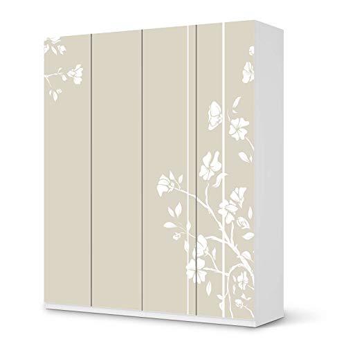 Möbelfolie selbstklebend passend für IKEA Pax Schrank 236 cm Höhe - 4 Türen I Möbeldeko - Möbel-Aufkleber Folie Tattoo I Wohndeko für Esszimmer und Wohnzimmer - Design: Florals Plain 3 von creatisto