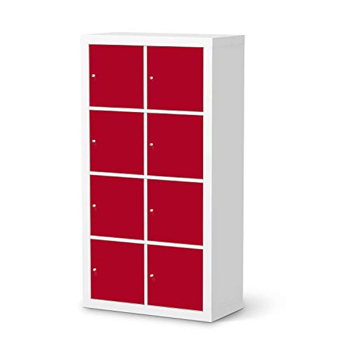 Möbeltattoo passend für IKEA Kallax Regal 8 Türen I Möbelaufkleber - Möbel-Folie Tattoo Sticker I Wohn Deko Ideen für Esszimmer, Wohnzimmer - Design: Rot Dark von creatisto