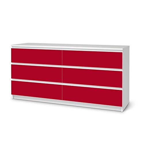 Möbeltattoo passend für IKEA Malm Kommode 6 Schubladen (breit) I Möbelaufkleber - Möbel-Folie Tattoo Sticker I Wohn Deko Ideen für Esszimmer, Wohnzimmer - Design: Rot Dark von creatisto