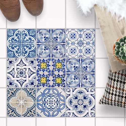 Mosaikfliesen für - [ Boden Fliesen ] - Sticker Aufkleber Folie für Bodenfliesen - Bad oder Küche I Fliesensticker als alternative zu Fliesenlack I 15x15 cm - Design Klassisch von creatisto