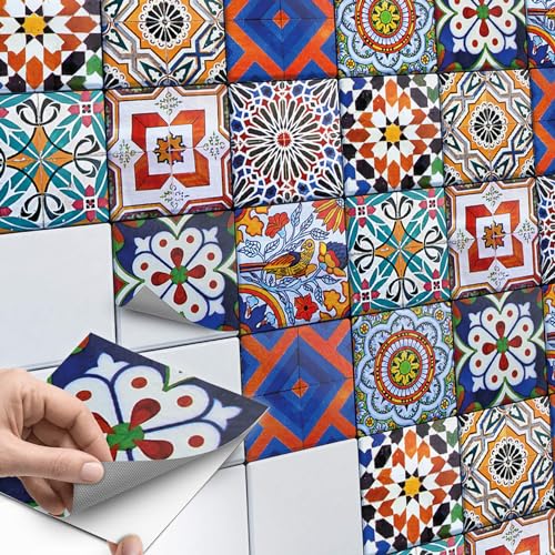 20 Stück Fliesenaufkleber für Küche und Bad 15x15 cm - Klebefliesen, Mosaikfliesen - selbstklebende Fliesen SET // Design: Portugiesisch von creatisto