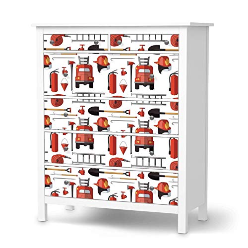 Wandtattoo Möbel für Kinder - passend für IKEA Hemnes Kommode 6 Schubladen I Tolle Möbeldeko für Kinderzimmer Deko I Design: Firefighter von creatisto