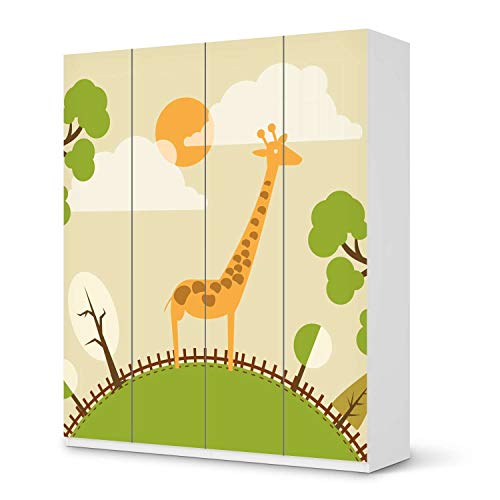 Wandtattoo Möbel für Kinder - passend für IKEA Pax Schrank 236 cm Höhe - 4 Türen I Tolle Möbeldeko für Kinderzimmer Deko I Design: Mountain Giraffe von creatisto