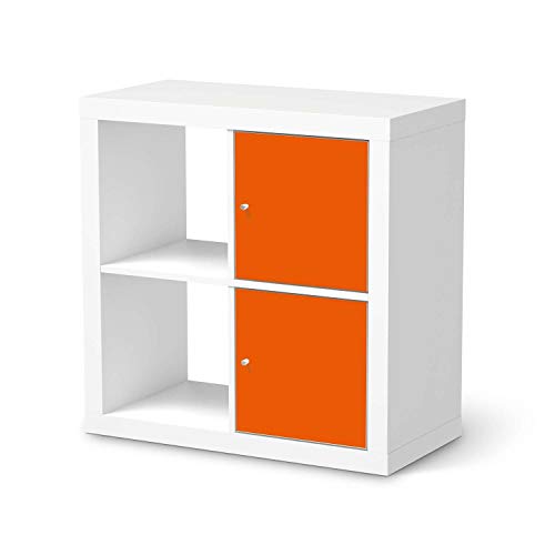 Wandtattoo Möbel passend für IKEA Kallax Regal 2 Türen Hoch I Möbeldeko - Möbel-Sticker Aufkleber Folie I Innendekoration für Schlafzimmer und Wohnzimmer - Design: Orange Dark von creatisto