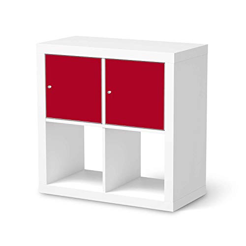 Wandtattoo Möbel passend für IKEA Kallax Regal 2 Türen Quer I Möbelaufkleber - Möbel-Tattoo Sticker Aufkleber I Wohnen und Dekorieren für Wohnzimmer und Schlafzimmer - Design: Rot Dark von creatisto