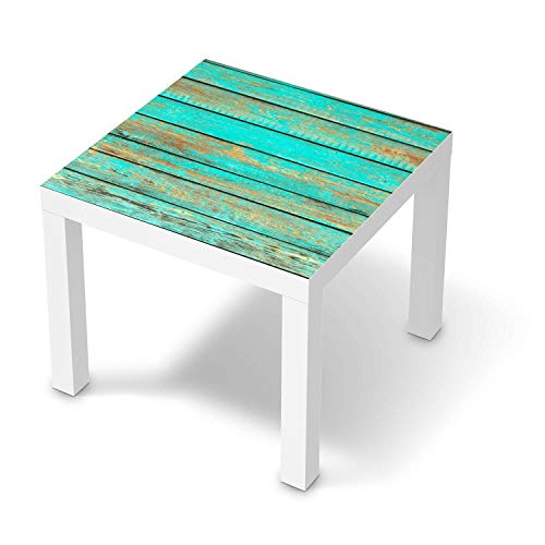 Wandtattoo Möbel passend für IKEA Lack Tisch 55x55 cm I Möbelaufkleber - Möbel-Tattoo Sticker Aufkleber I Wohnen und Dekorieren für Wohnzimmer und Schlafzimmer - Design: Wooden Aqua von creatisto