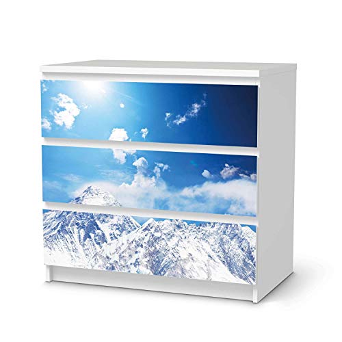 Wandtattoo Möbel passend für IKEA Malm Kommode 3 Schubladen I Möbeldeko - Möbel-Sticker Aufkleber Folie I Innendekoration für Schlafzimmer und Wohnzimmer - Design: Everest von creatisto