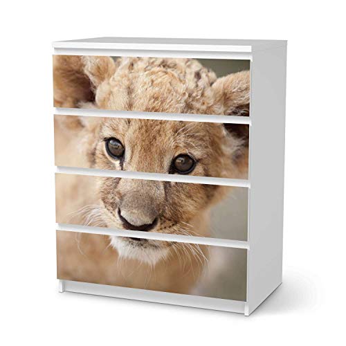 Wandtattoo Möbel passend für IKEA Malm Kommode 4 Schubladen I Möbelaufkleber - Möbel-Tattoo Sticker Aufkleber I Wohnen und Dekorieren für Wohnzimmer und Schlafzimmer - Design: Simba von creatisto