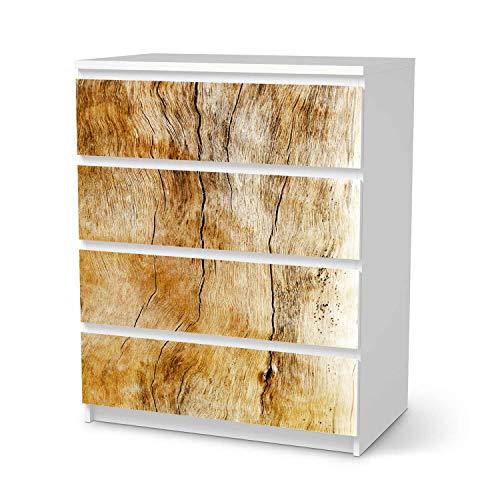 Wandtattoo Möbel passend für IKEA Malm Kommode 4 Schubladen I Möbelaufkleber - Möbel-Tattoo Sticker Aufkleber I Wohnen und Dekorieren für Wohnzimmer und Schlafzimmer - Design: Unterholz von creatisto