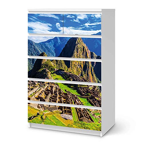 Wandtattoo Möbel passend für IKEA Malm Kommode 6 Schubladen (hoch) I Möbelaufkleber - Möbel-Tattoo Sticker Aufkleber I Wohnen und Dekorieren für Wohnzimmer und Schlafzimmer - Design: Machu Picchu von creatisto