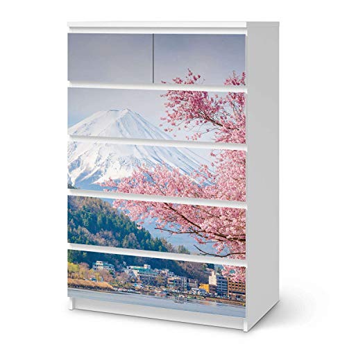 Wandtattoo Möbel passend für IKEA Malm Kommode 6 Schubladen (hoch) I Möbelaufkleber - Möbel-Tattoo Sticker Aufkleber I Wohnen und Dekorieren für Wohnzimmer und Schlafzimmer - Design: Mount Fuji von creatisto