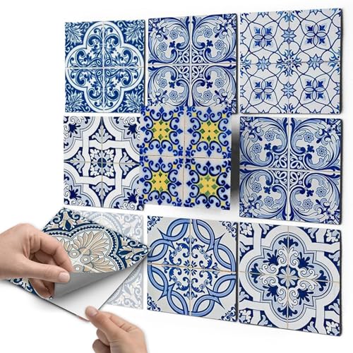 Fliesen-Aufkleber - CREATISTO Fliesenfolie u. Fliesensticker I Dekosticker Badezimmer-Fliesen Küchen-Fliesen selbstklebend - Fliesen renovieren o. Fliesenfarbe I 15x15 cm - Motiv Klassisch - 9 Stück von creatisto
