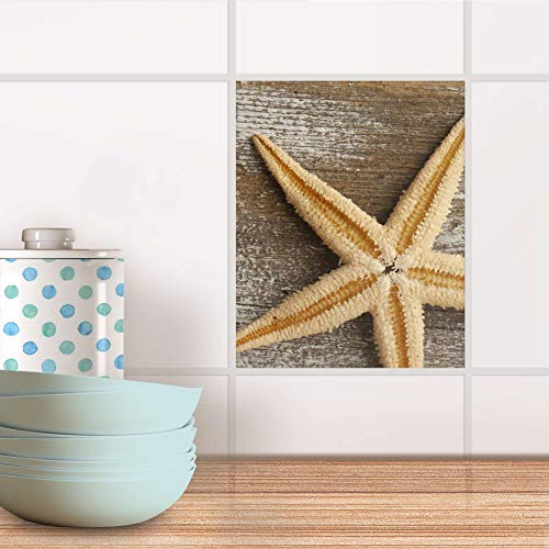 Fliesenaufkleber für Bad und Küche I Fliesen Sticker Aufkleber wiederablösbar I Fliesen renovieren - Fliesenverkleidung für Bad- und Küchenfliesen I Design: Starfish von creatisto