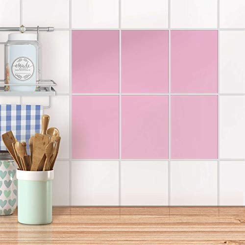 Fliesentattoo für Bad und Küche I Fliesen Folie Sticker wiederablösbar I Fliesen renovieren - Fliesenfolie für Bad- und Küchenfliesen I Farbe: Pink Light von creatisto