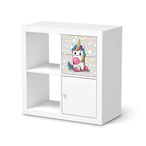 Kinder Möbelfolie selbstklebend - passend für IKEA Kallax Regal Schubladen I Tolle Kinder-Zimmer Deko - Möbelaufkleber für Kinder- und Babyzimmer I Design: Rainbow das Einhorn von creatisto