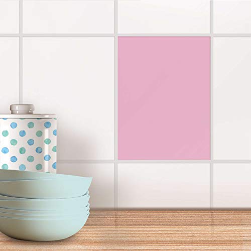 Küchenfolie I Design-Folie Sticker Aufkleber Fliesen-Dekoration Bad-Fliesen Küchengestaltung I 15x20 cm Design Motiv Pink Light - 1 Stück von creatisto