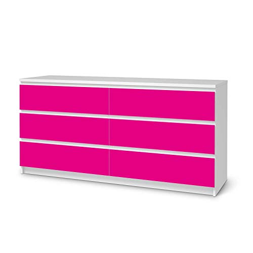 Möbel-Folie passend für IKEA Malm Kommode 6 Schubladen (breit) I Möbeldekoration - Möbel-Sticker Aufkleber Folie I Deko Wohnung für Wohnzimmer, Schlafzimmer - Design: Pink Dark von creatisto
