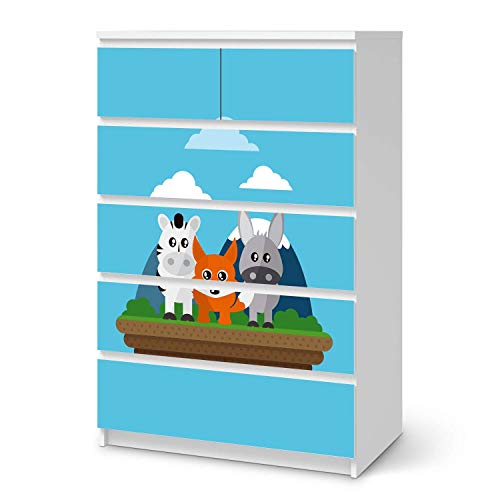 creatisto Möbel Klebefolie für Kinder - passend für IKEA Malm Kommode 6 Schubladen (hoch) I Tolle Möbelfolie für Kinder-Möbel Deko I Design: Zootiere von creatisto