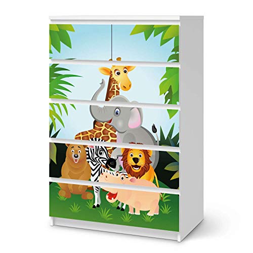 creatisto Möbel-Tattoo für Kinder - passend für IKEA Malm Kommode 6 Schubladen (hoch) I Tolle Möbelsticker für Kinderzimmer Einrichtung I Design: Wild Animals von creatisto