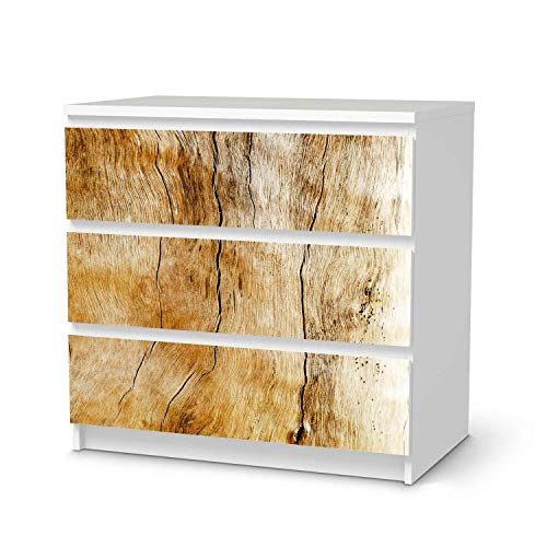 Möbelfolie passend für IKEA Malm Kommode 3 Schubladen I Möbelsticker - Möbel-Tattoo Sticker Aufkleber I Deko Ideen Wohnung für Schlafzimmer, Wohnzimmer - Design: Unterholz von creatisto