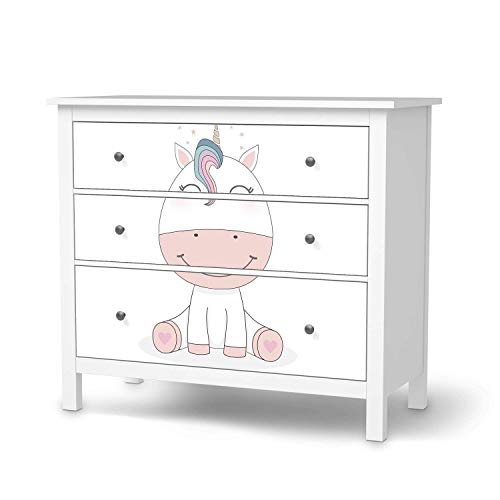 creatisto Möbeltattoo für Kinder - passend für IKEA Hemnes Kommode 3 Schubladen I Tolle Möbelaufkleber für Kinder-Zimmer Deko I Design: Baby Unicorn von creatisto