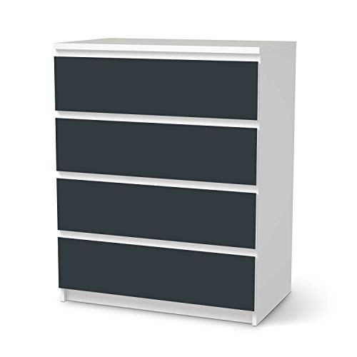 creatisto Möbeltattoo passend für IKEA Malm Kommode 4 Schubladen I Möbelaufkleber - Möbel-Folie Tattoo Sticker I Wohn Deko Ideen für Esszimmer, Wohnzimmer - Design: Blaugrau Dark von creatisto
