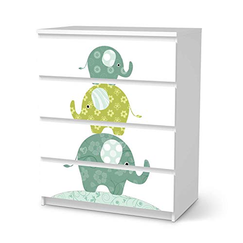 Möbelfolie für Kinder und Baby-Zimmer - Deko passend für IKEA Malm Kommode I Wickelkommode Möbelaufkleber Klebefolie für Kinderzimmer Möbel I Design: Elephants von creatisto