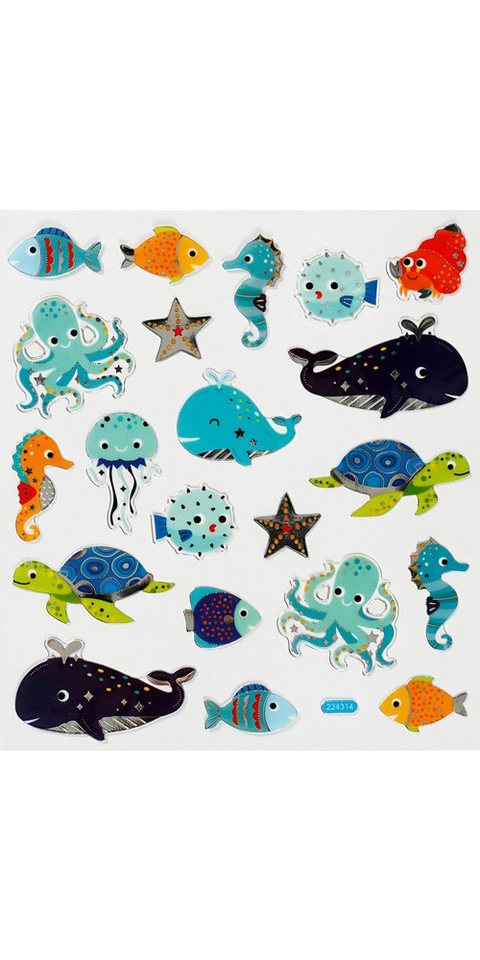 creativ company Sticker Ocean Life, (21-tlg), 21 Stück von creativ company