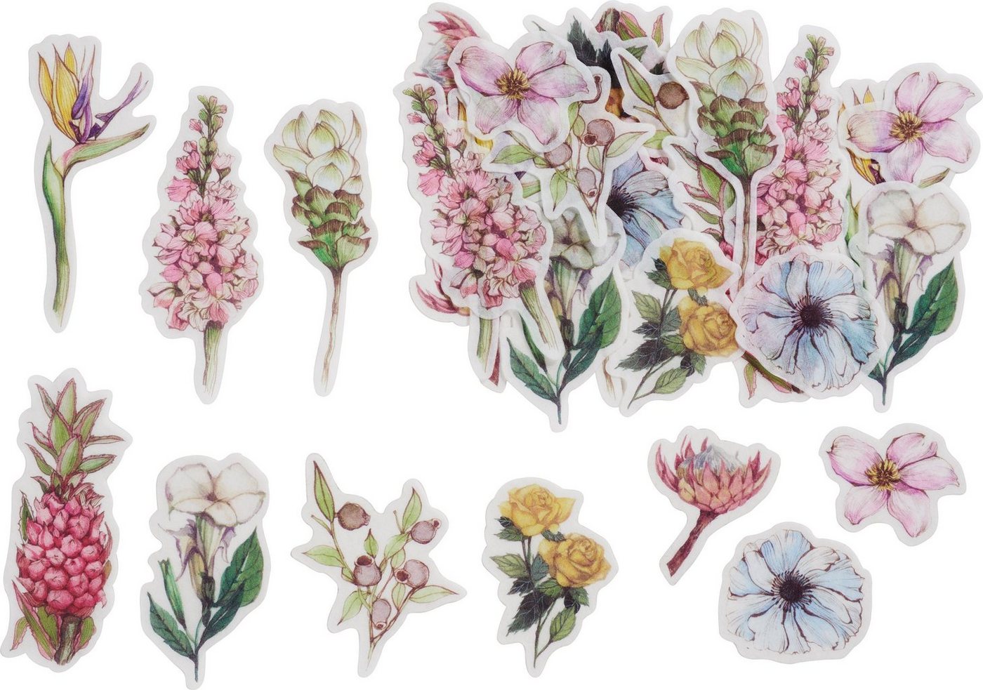 creativ company Sticker Washi Sticker Blumen Pastell, (30-tlg), 30 Stück von creativ company
