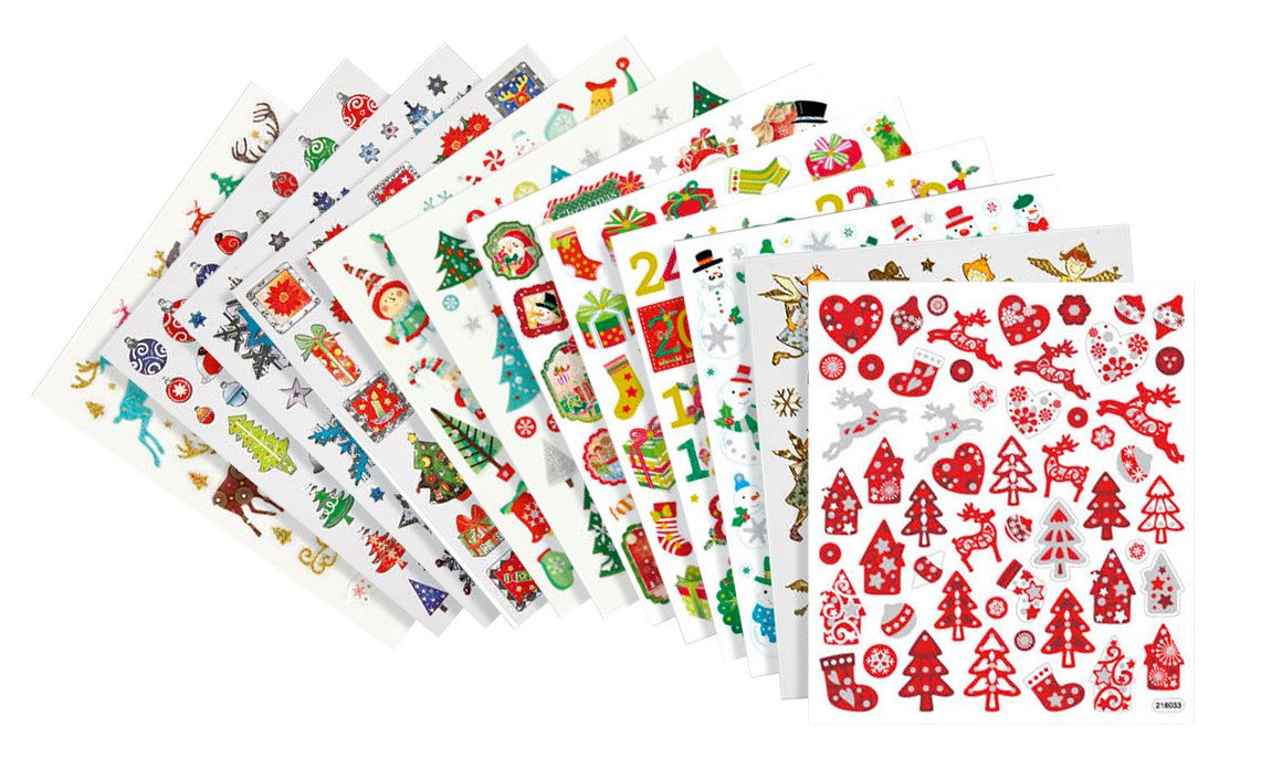 creativ company Sticker Weihnachten, (584-tlg), 12 Blatt, selbstklebend von creativ company