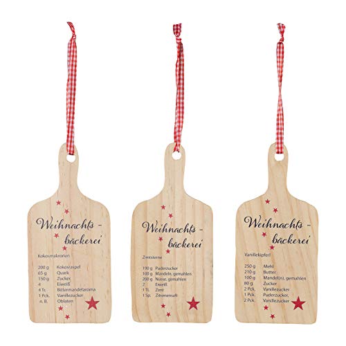 HOLZ- HÄNGER "Rezept" 3er Set. 12 x 5,5 cm. Weihnachtsdeko Dekohänger Rezepte von creativ home