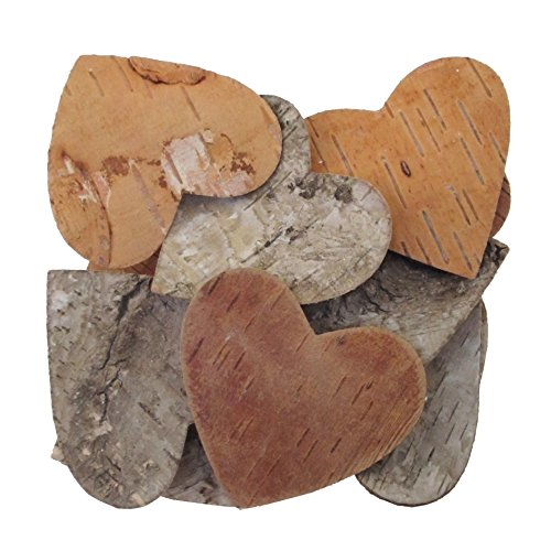 creativ home Holz, BIRKE, Rinde, Dekostreu Herz flach. Ca 9 cm, 12 Herzen. von creativ home