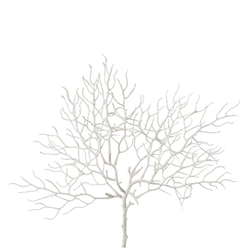 creativ home Künstlicher CORALLENZWEIG 44 cm. Coralle, Koralle aus Kunststoff weiß, Weiss mit Glitter von creativ home