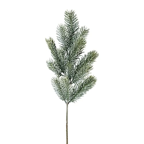 creativ home EIN künstlicher BLAUTANNENZWEIG, GEEIST 13 Triebe. 50 cm. GEFROSTETE Tannen,- Zweige. Tannenzweig., Grün, Geeist von creativ home