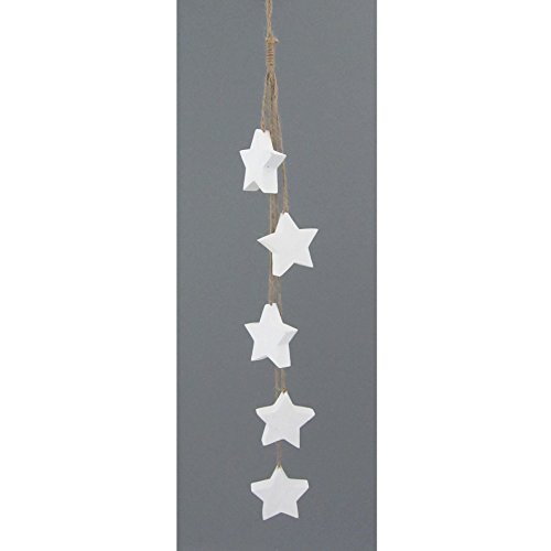 creativ home Holz- Stern- Girlande Simple Sternhänger mit 5 Sternen 5 cm. Länge ca 45 cm. Weiss. 4316521-40 von creativ home