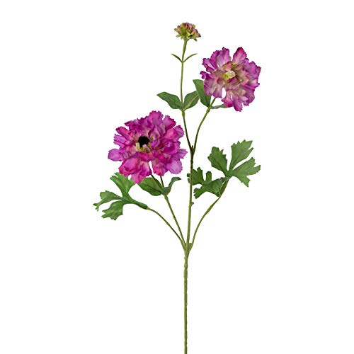 creativ home Kunstblume, Seidenblume RANUNKELZWEIG ca 71 cm. Ranunkel mit 3 Blüten und Knospe. PINK. 2020023-14 von creativ home