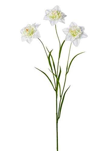 creativ home Kunstblume Narzisse. 70 cm mit 3 Blüten. Osterglocken in Weiß, Weiss. 2019006-40 von creativ home