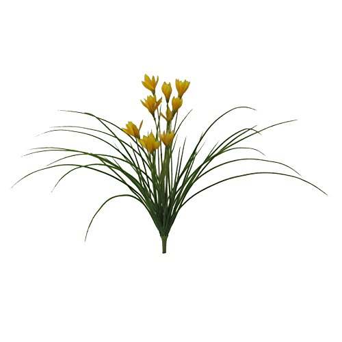 creativ home Kunstpflanze Gras - WILDKROKUSBUSCH mit 9 Krokus - Blüten. Ca 43 cm. In GELB-30 von creativ home