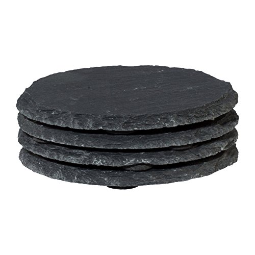 creativ home Schiefer- UNTERSETZER. RUND ca 10 cm. 4 runde Schieferplatten. Kanten GEBROCHEN. von creativ home