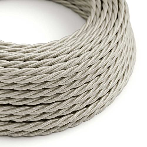 Textilkabel 2,5 Meter mit Querschnitt 2 x 0,75 – Das Original Creative-Cables – Geflecht aus farbigem Seiden-Effekt – Elfenbein-Seide von creative cables