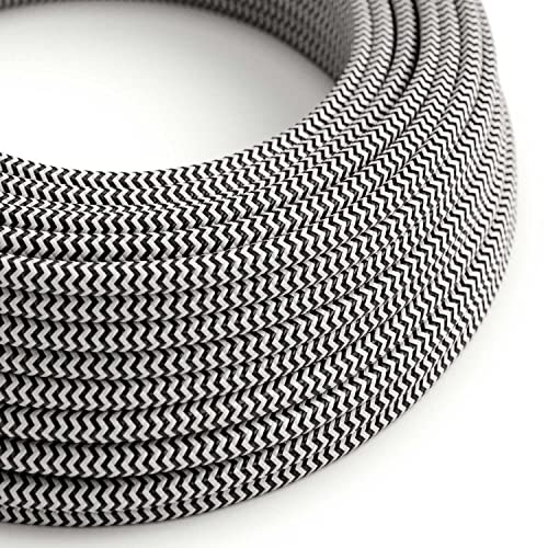 Textilkabel 2,5 Meter mit Querschnitt 2 x 0,75 – Das Original Creative-Cables – rund aus farbigem Seidenoptik – Seide-Effekt Schwarz von creative cables
