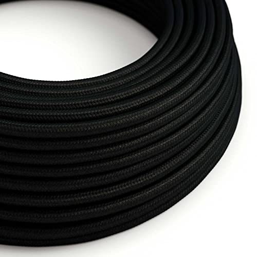 Textilkabel 2,5 Meter mit Querschnitt 2 x 0,75 - Das Original Creative-Cables - rund in farbiger Seidenoptik - Schwarz von creative cables