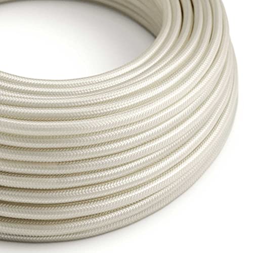 creative cables Textilkabel rund, Elfenbein mit Seideneffekt, RM00-5 Meter, 2x0.75 von creative cables