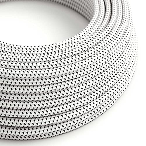 Textilkabel rund, schwarz weiß mit 3D Seideneffekt, RT14-20 Meter, 2x0.75 von creative cables
