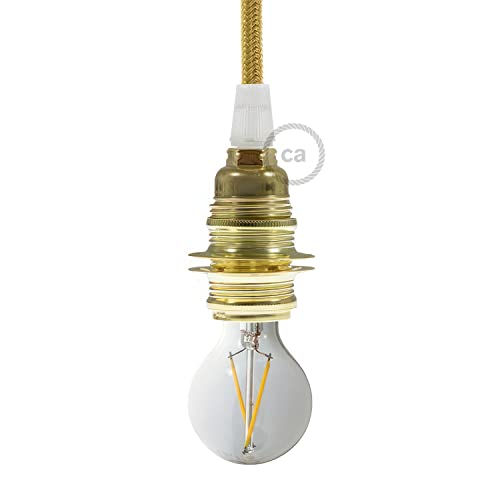 creative cables - E14-Lampenfassungs-Kit aus Metall mit Doppelklemmring für Lampenschirme - Konisch, Messing von creative cables