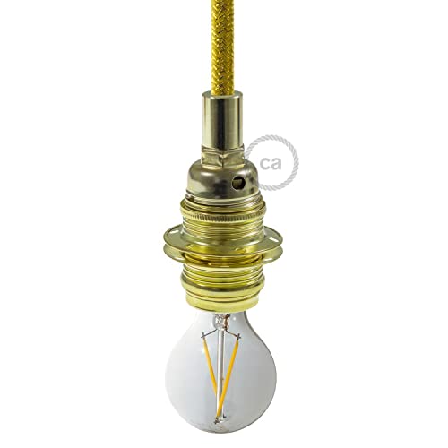 creative cables - E14-Lampenfassungs-Kit aus Metall mit Doppelklemmring für Lampenschirme - Zylindrisch, Messing von creative cables